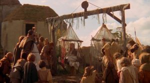 a scene from the Tale of Sir Bedevere from Monty Python and the Holy Grail