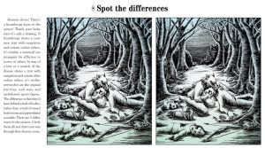 Werewolf-themed Spot the Differences puzzle from Curios and Conundrums by the Mysterious Package Company