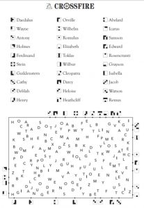 Crossfire puzzle from Volume 3 Issue 3 of Curios and Conundrums from the Mysterious Package Company